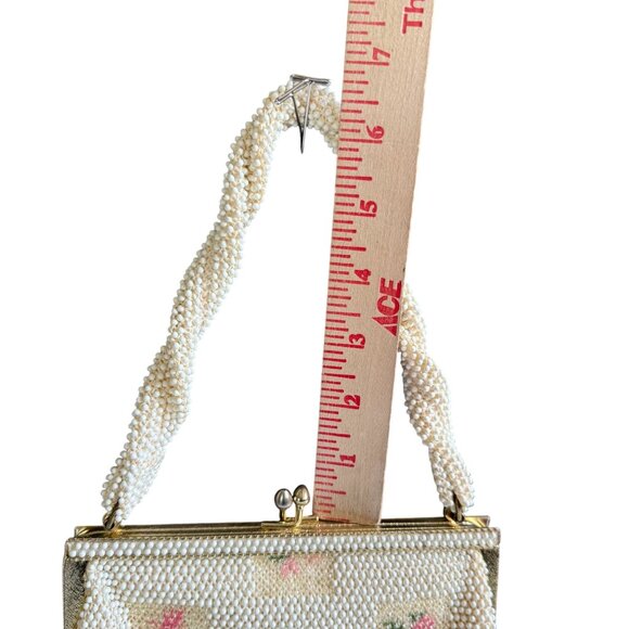 VTG Lumured Petite Bead Embroidered Floral Beaded Handbag Purse Bag Evening - Picture 9 of 9